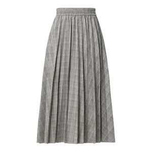 Stella Jean Pleated Midi Skirt Black & White Houndstooth Plaid Size IT 44 / US 8
